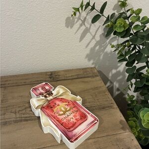 Woodblock Table-piece - CHANEL Luxury Perfume Bottle with Bow.
